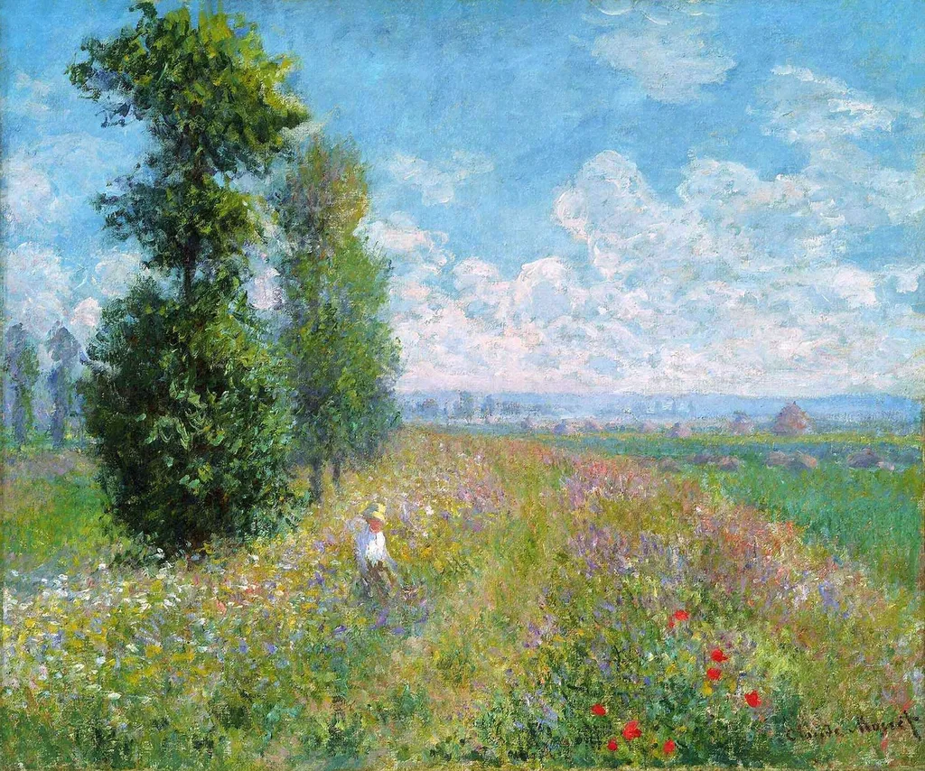 Meadow with Poplars, by Claude Monet, oil, 1875