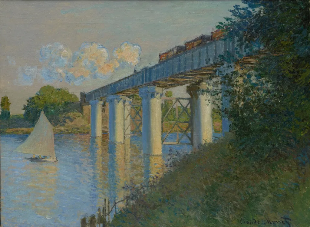 Railroad Bridge, Argenteuil, by Claude Monet, oil, 1873