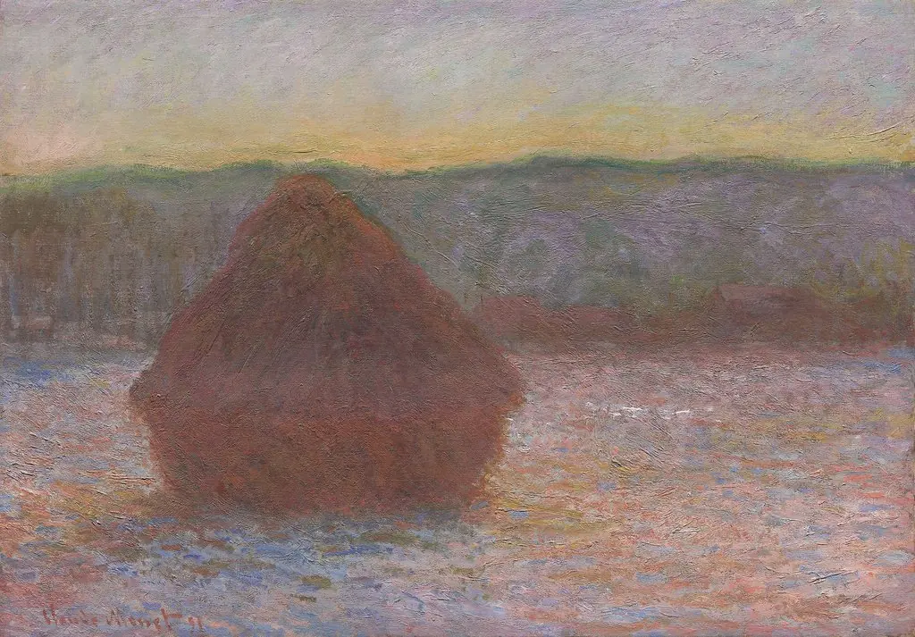 Stack of Wheat (Thaw, Sunset), by Claude Monet
