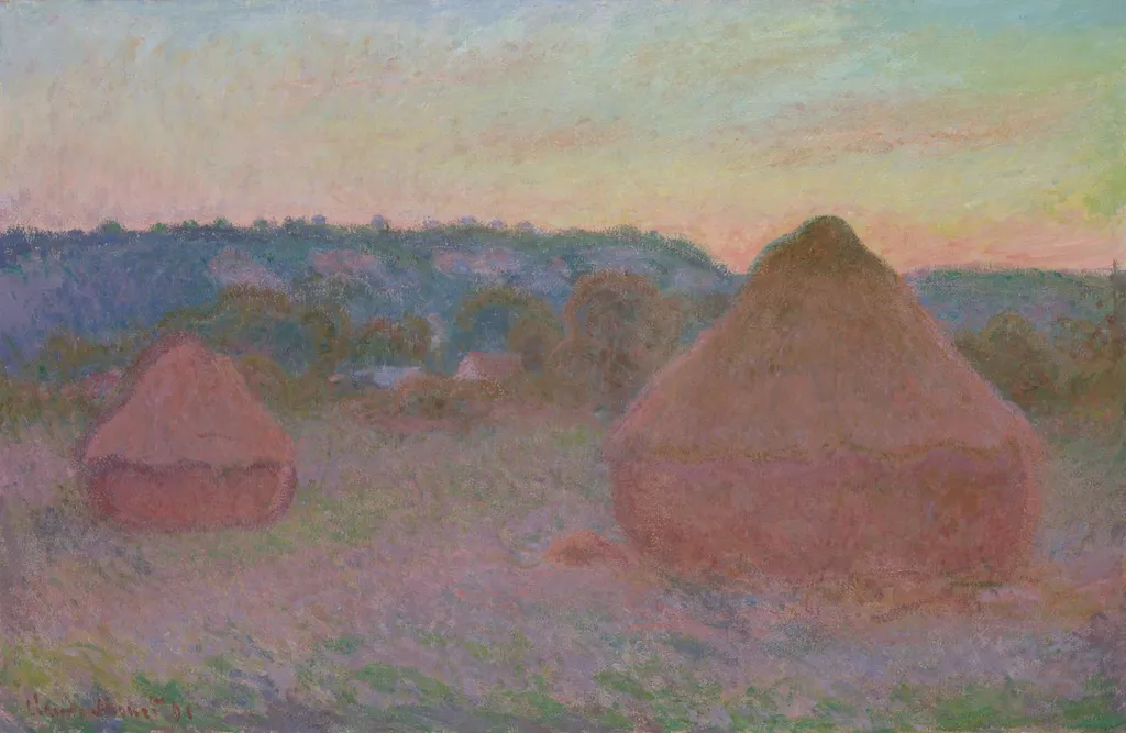 Stacks of Wheat (End of Day, Autumn), by Claude Monet, oil, 1890