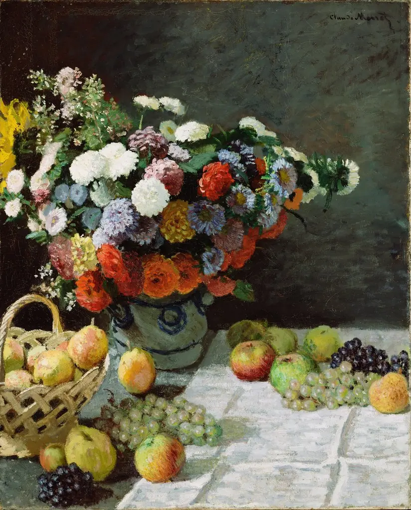 Still Life with Flowers and Fruit, by Claude Monet
