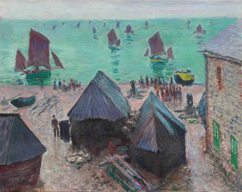 The Departure of the Boats, Étretat, by Claude Monet, oil, 1893