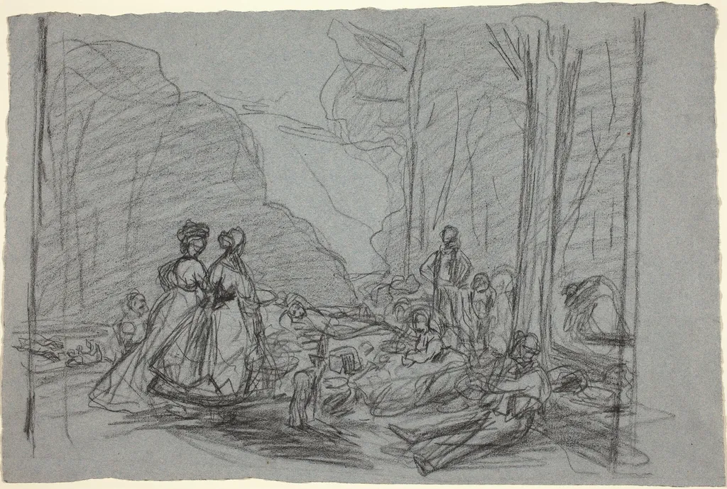 The Luncheon on the Grass, by Claude Monet, chalk, 1865