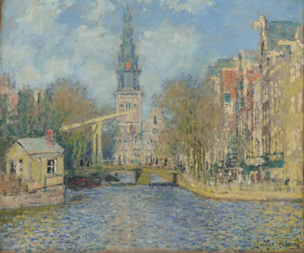The Zuiderkerk, Amsterdam (Looking up the Groenburgwal), by Claude Monet