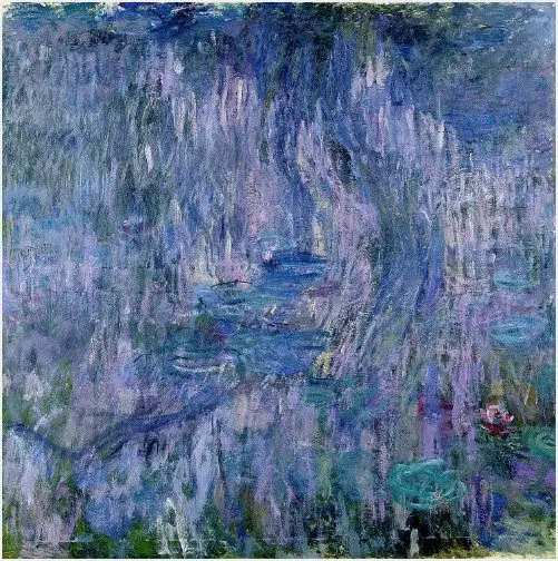 Water-Lilies, Reflection of a Weeping Willow, by Claude Monet