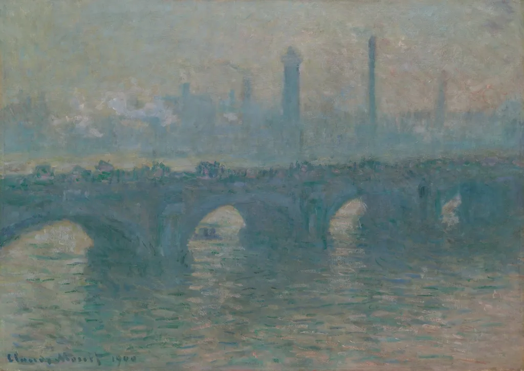 Waterloo Bridge, Gray Weather, by Claude Monet, oil, 1900