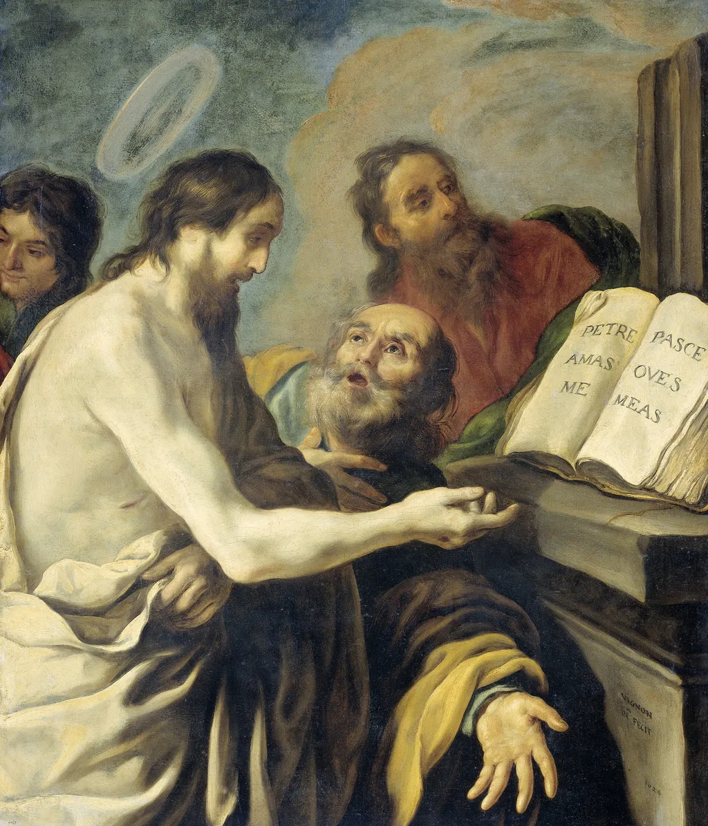 Christ Instructs Peter to Feed My Sheep, by Claude Vignon, oil, 1624