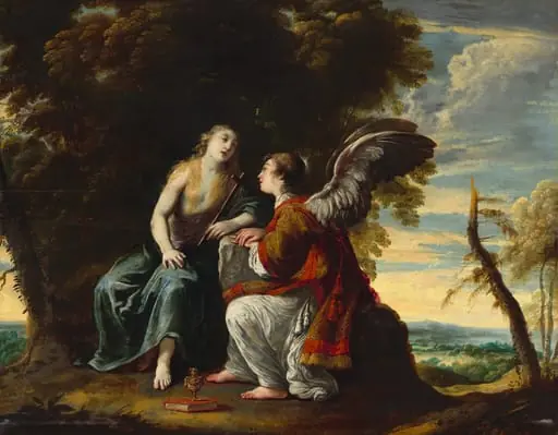 Mary Magdalene Comforted by an Angel, by Claude Vignon