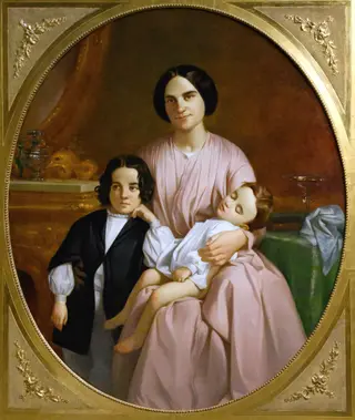 Portrait of the Painter's Wife and Children, by Claudi Lorenzale, 1865