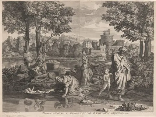 Moyses infantulus in Carecto ripae Nili a parentibus expositus (Baby Moses Placed in the Nile by his Parents), by Claudine Bouzonnet-Stella