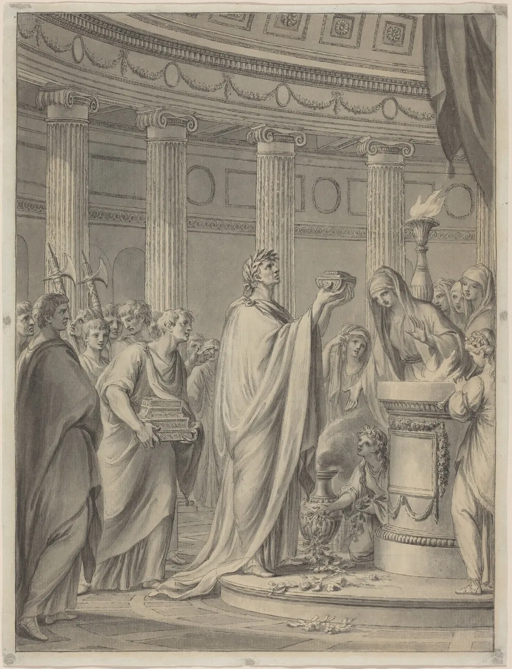 An Ancient Sacrifice, by Clément-Pierre Marillier, ink, 1800