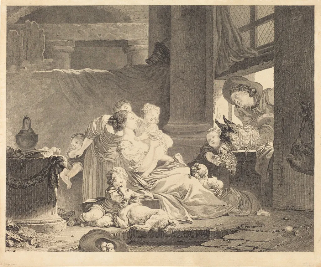 La famille du fermier, by Clément-Pierre Marillier, ink, 1791