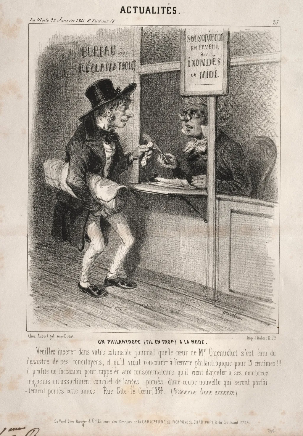 Actualités: Un Philantrope à la mode, by Clémente Pruche, 1841