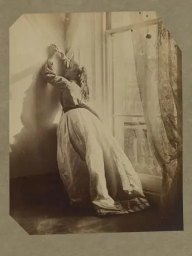 Clementina Maude, arms raised, 5 Princes Gardens, by Clementina Hawarden