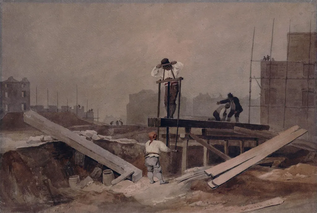The Sawpit, by Clennell, watercolor, 1810