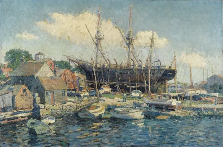 A Whaleship on the Marine Railway at Fairhaven, by Clifford Warren Ashley
