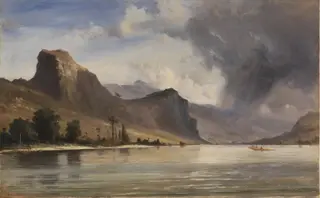 Coastal Landscape with Mountains. A Storm Brewing