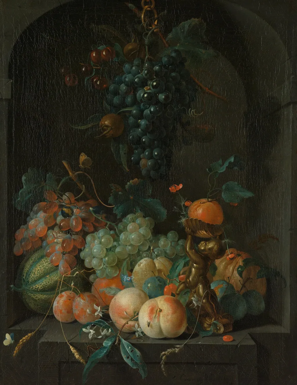 Still Life with Fruit, by Coenraet Roepel, unspecified, 1721