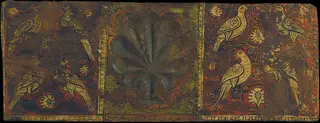 Coffered ceiling panel with palm leaf and birds