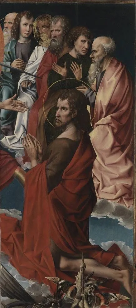 Last Judgement: Saint John the Baptist with six apostles, by Colijn de Coter, oil, 1509