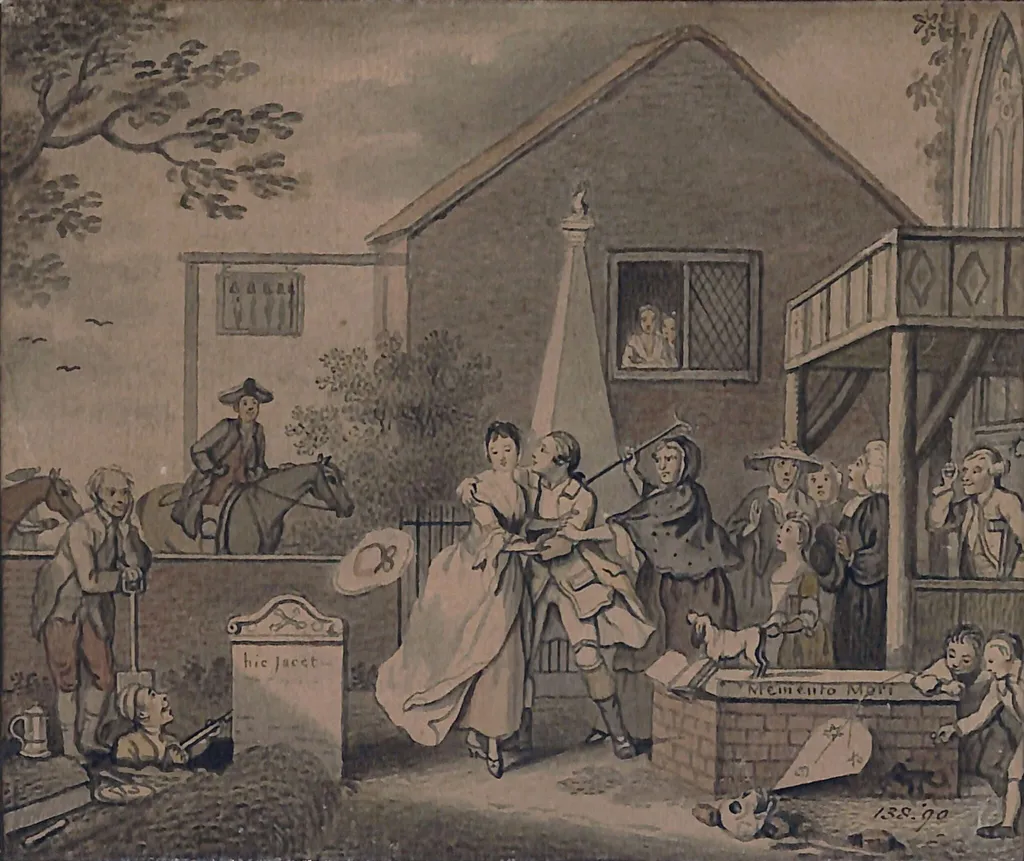 A Group at a Church Porch, by Collet, 1750