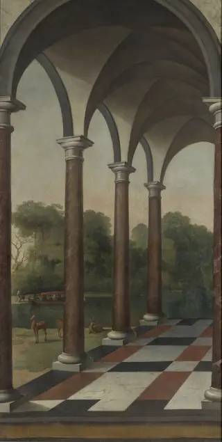 Colonnade giving onto a park, by Barent Fabritius