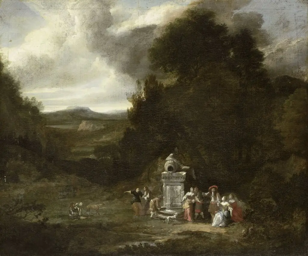 Company in a wooded landscape