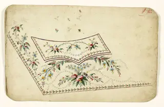 Composition de bouquets de fleurs et chardons, projets de broderies de gilet, XVIIIème siècle, 1750