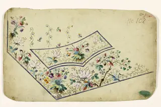 Composition de fleurs champêtres en branches et en bouquets, projets de broderies de gilet, XVIIIème siècle, 1750