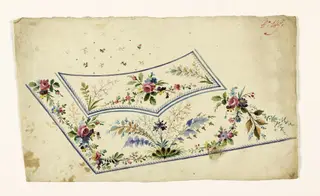 Composition de guirlandes de fleurs et branches de feuilles, projets de broderies de gilet, XVIIIème siècle