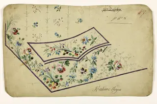 Composition de guirlandes de fleurs et de feuilles, projets de broderies de gilet, XVIIIème siècle, 1750