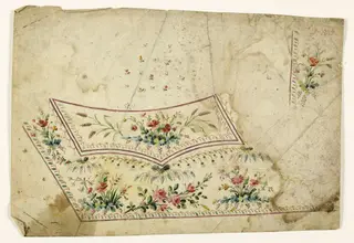 Composition florale avec grappes et épis, projets de broderies de gilet, XVIIIème siècle, 1750