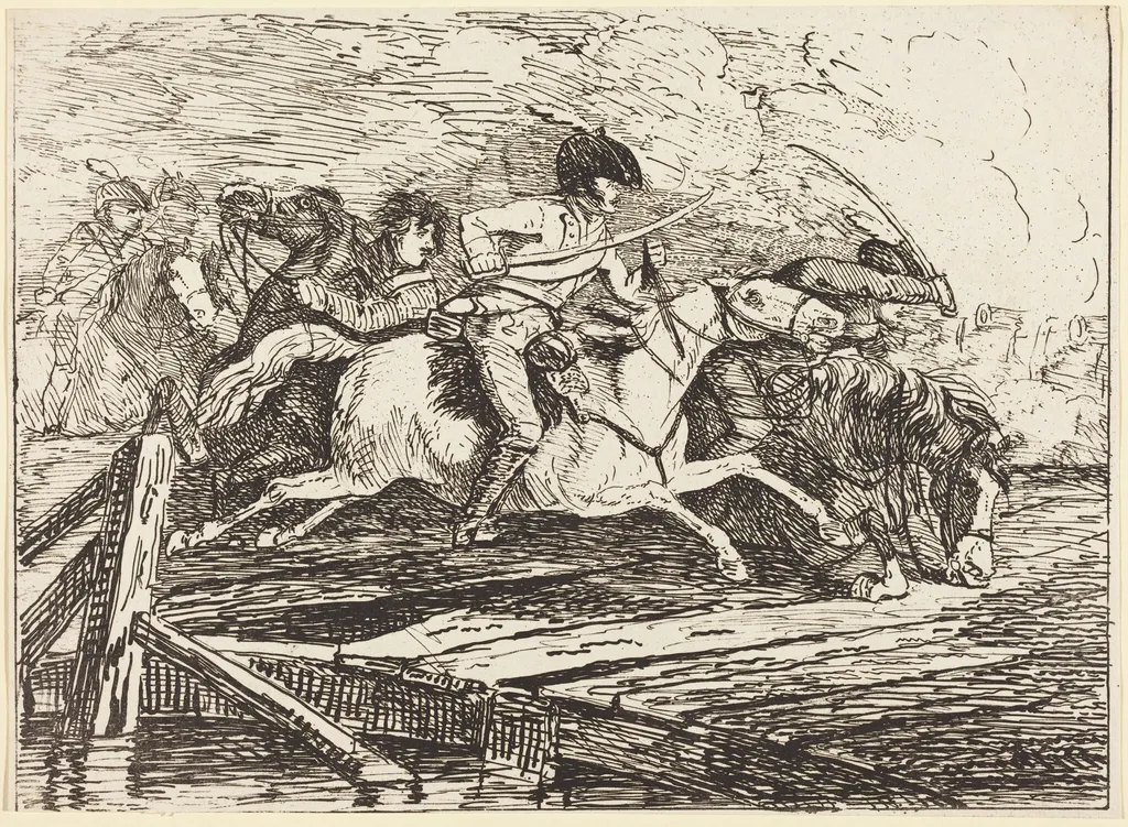 Cavalry Charging, by Conrad Gessner, ink, 1801