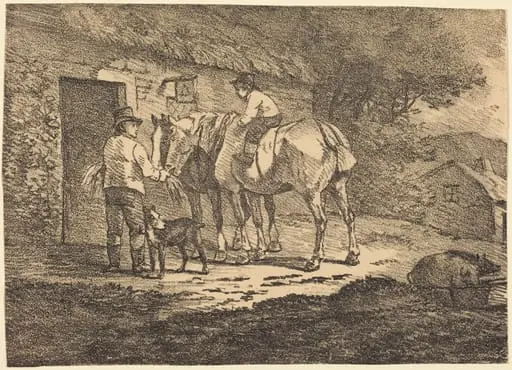 Horses at Cottage Door, by Conrad Gessner