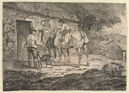 Specimens of Polyautography: Horses at a Cottage Door, by Conrad Gessner