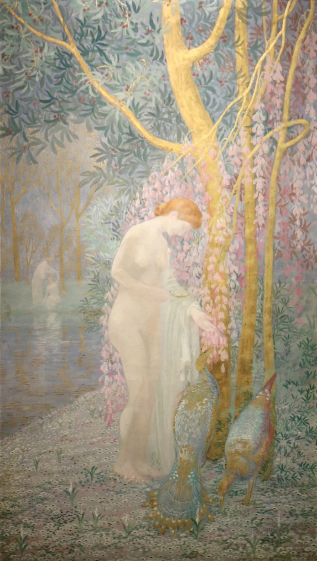 Woman with Peacocks, by Constant Montald, oil, 1909
