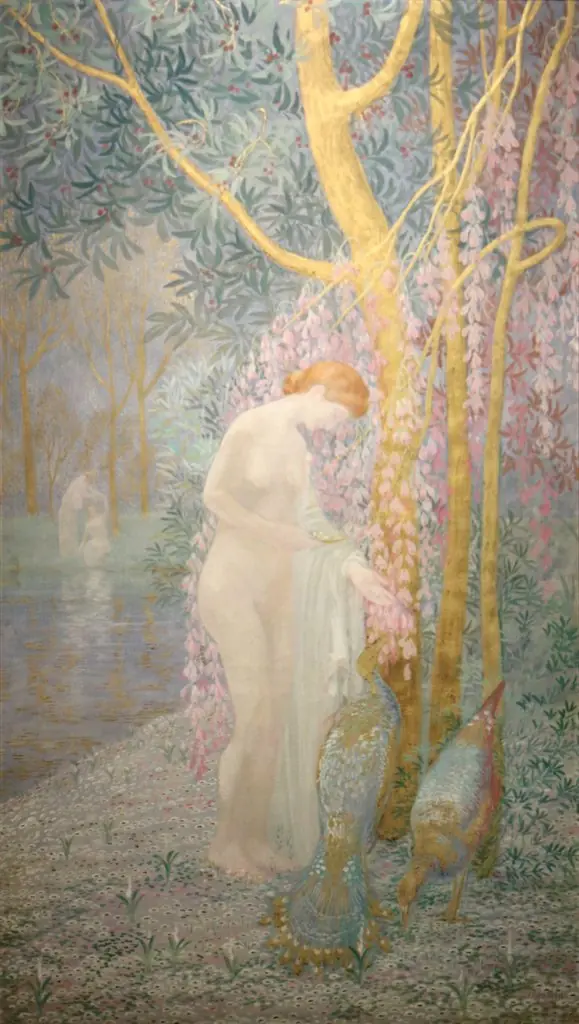 Woman with Peacocks, by Constant Montald