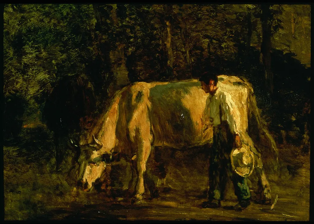 Cows and Cowherd, by Constant Troyon, unspecified, 1847