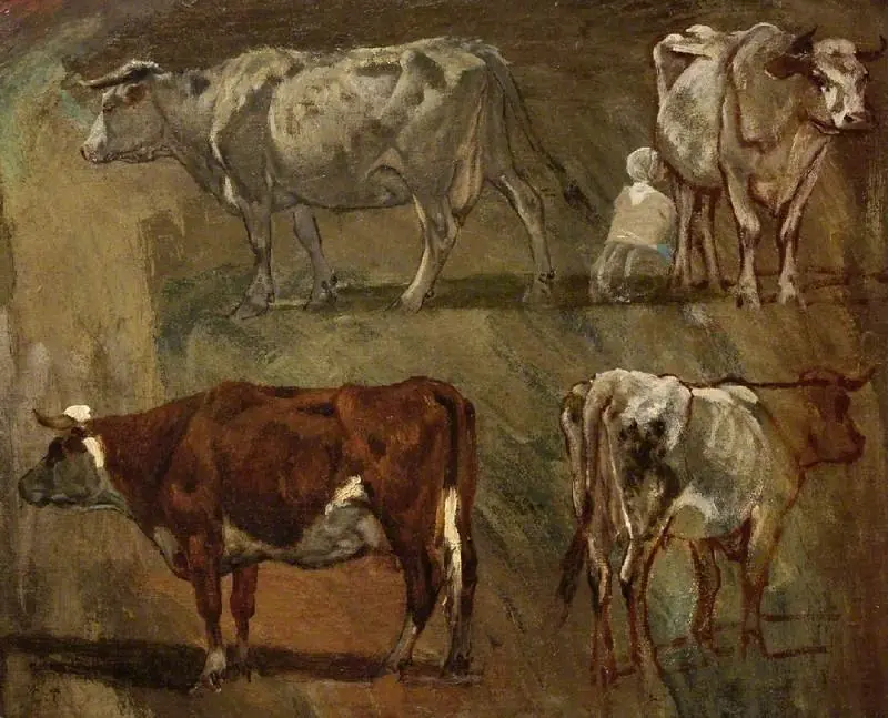 Quatre esquisses de vaches, by Constant Troyon
