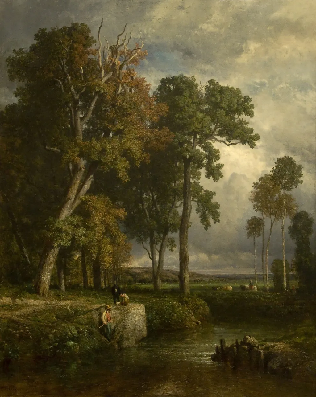 The Angler, by Constant Troyon, oil, 1850