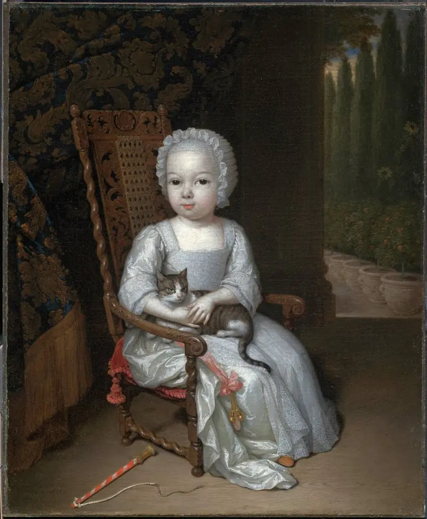 Portrait of a Young Girl Holding a Cat