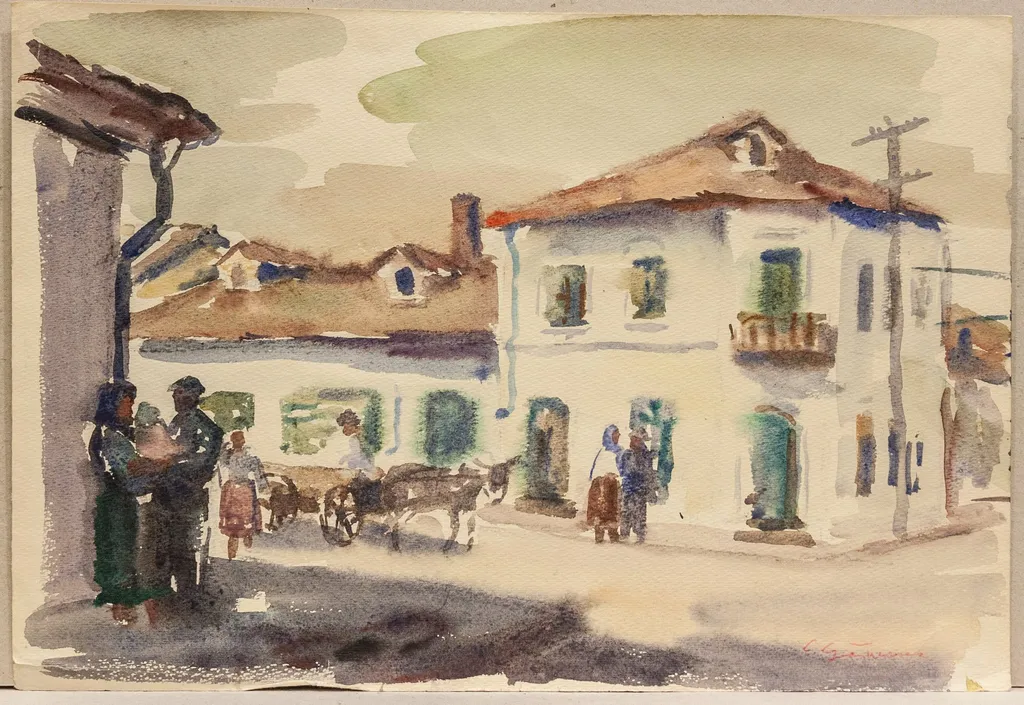 Peisaj cu stradă, by Constantin Găvenea, 1950