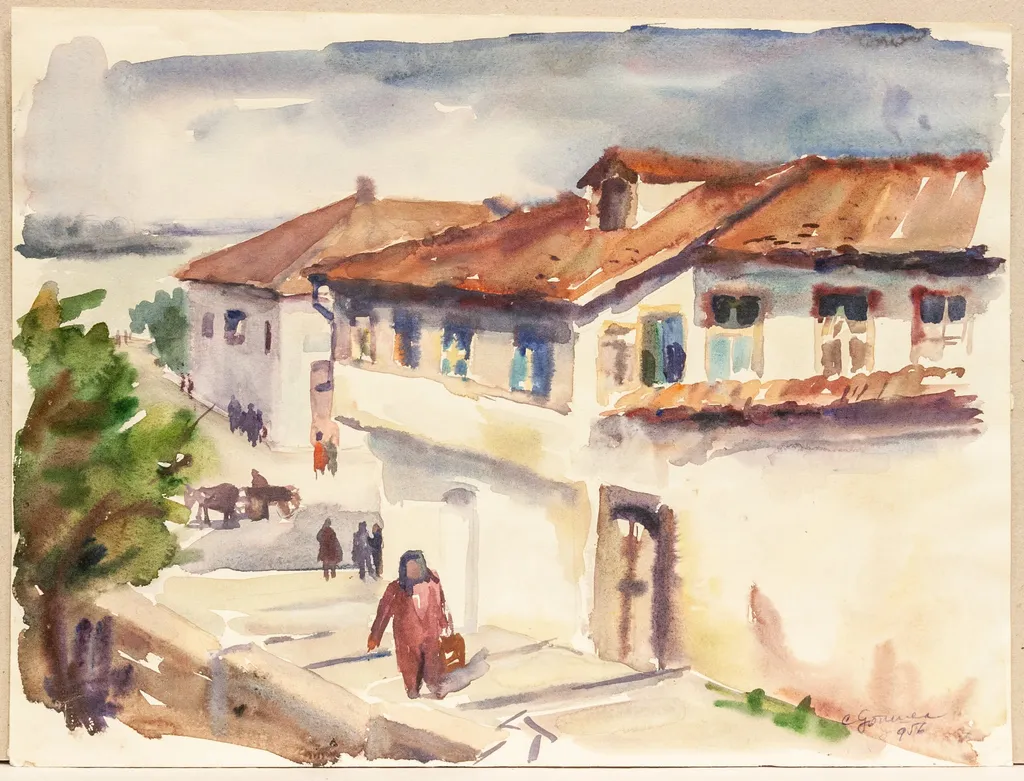 verso: Peisaj dunărean;, by Constantin Găvenea, 1950