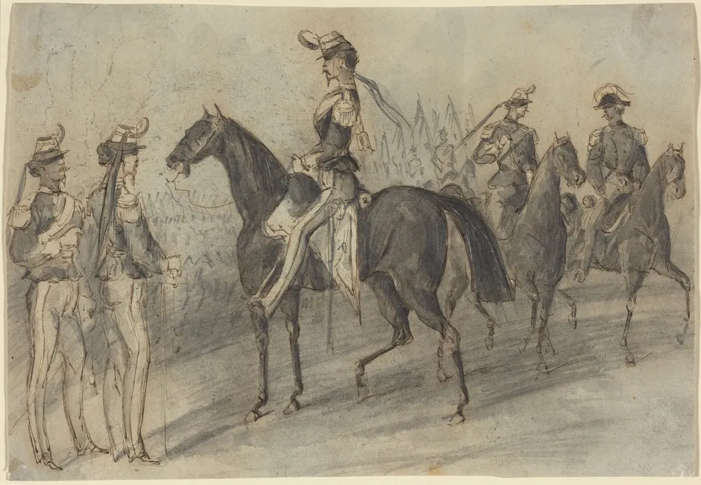 Military Parade, by Constantin Guys, ink, 1848