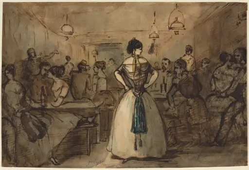 Officers and Courtesans in an Interior, by Constantin Guys