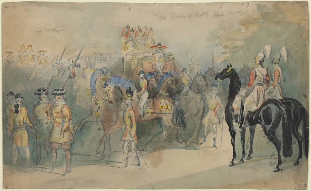 The Duchess of Kent's State Carriage, by Constantin Guys, graphite, 1848