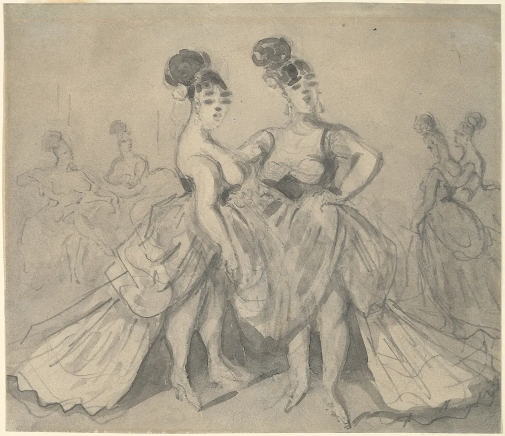 Two Women of Pleasure, by Constantin Guys, graphite, 1864