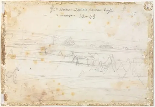 War Encampment Scene (verso), by Constantin Guys