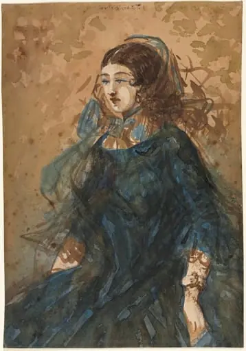 Woman in a Blue Dress (recto), by Constantin Guys