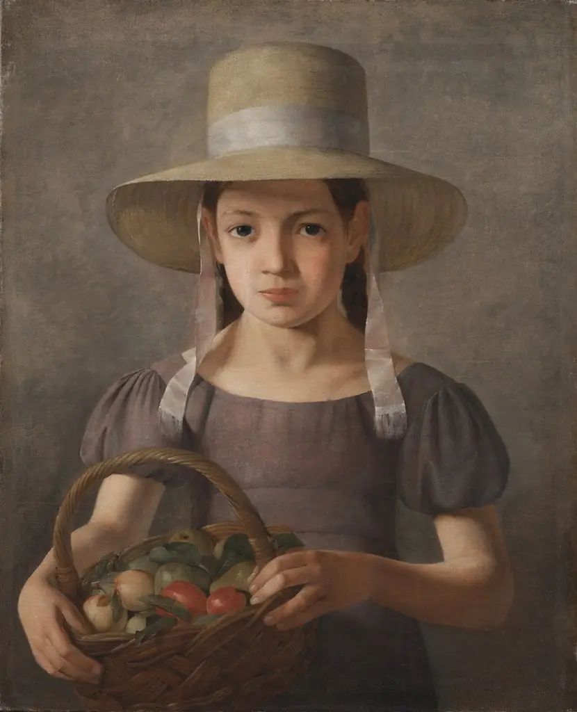 A Girl with Fruits in a Basket